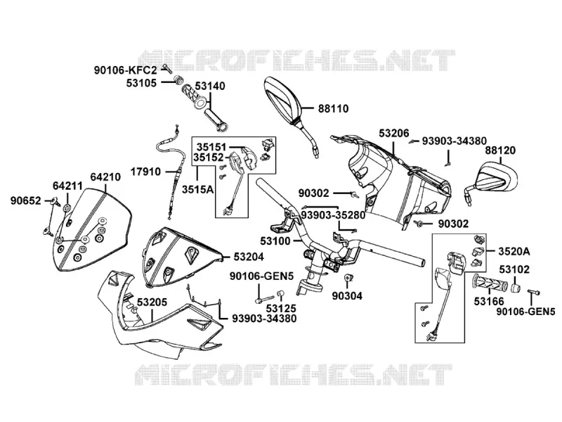 GUIDON / RETROVISEUR Kymco scooter 125 AGILITY AGILITY CITY 125 4T EURO III  AGILITY CITY 125 4T EURO III