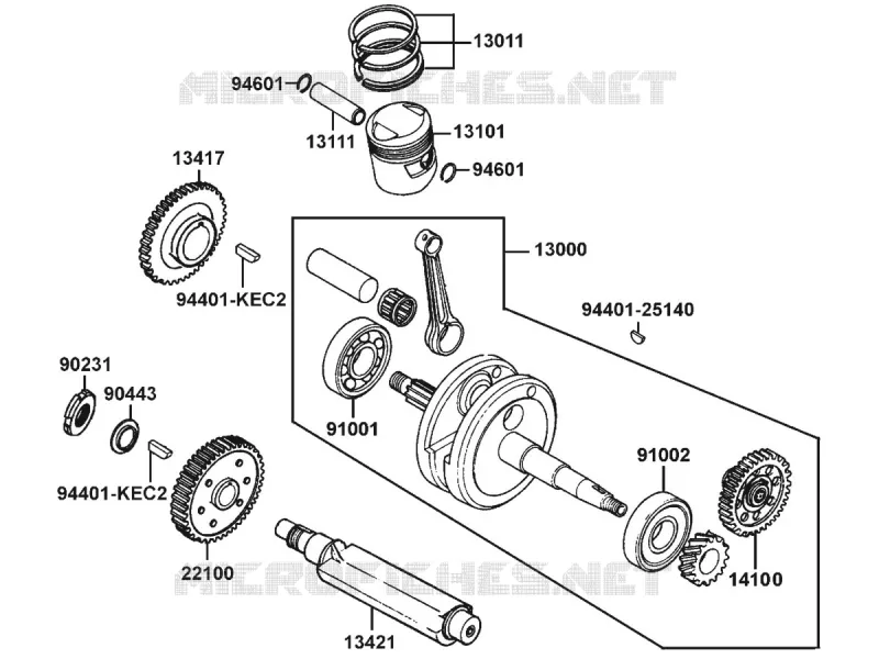 PISTON / VILEBREQUIN Kymco moto 125 ZING ZING 125 4T EURO 1  ZING 125 4T EURO 1