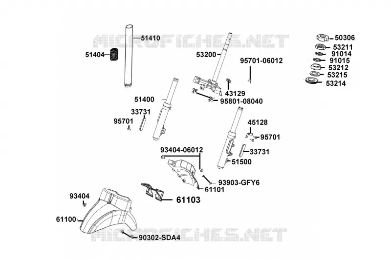 FOURCHE / GARDE BOUE AVANT Kymco scooter 150 LIKE LIKE 150I ABS EURO 4  LIKE 150I ABS EURO 4